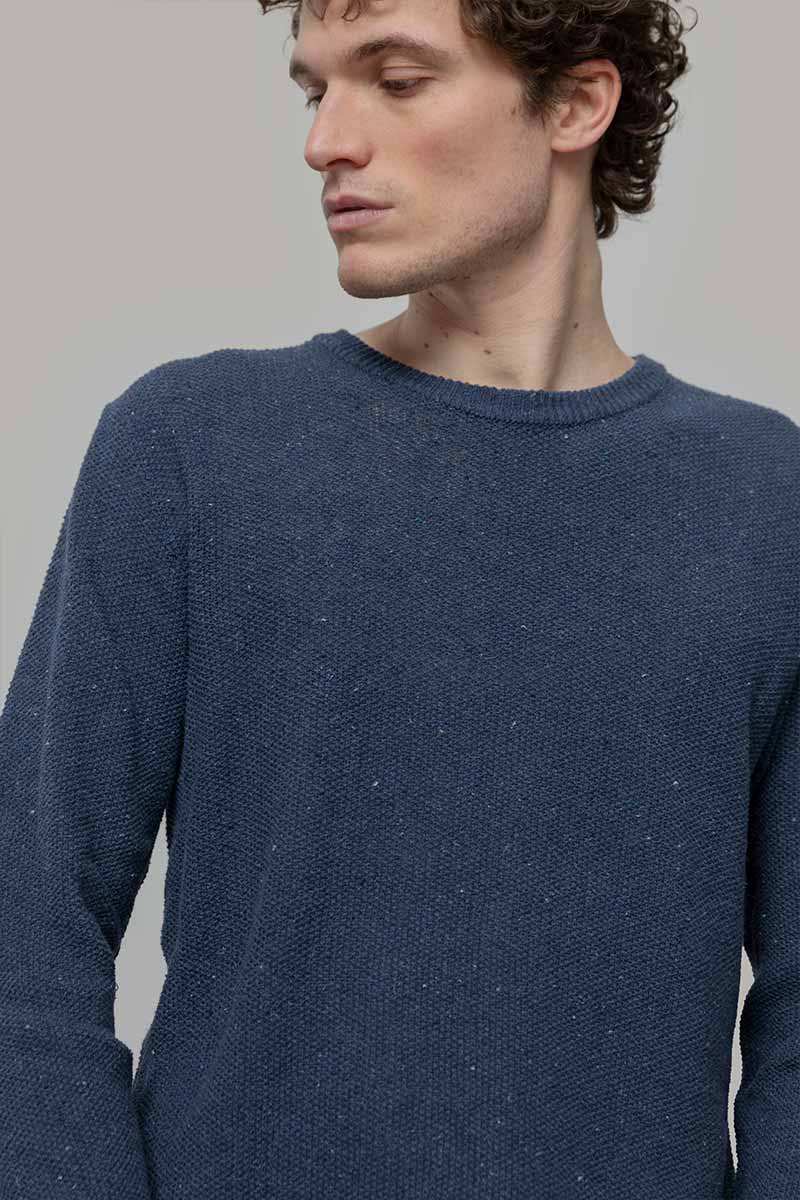 Blu Baltico | Maglioncino leggero cotone jeans rigenerato