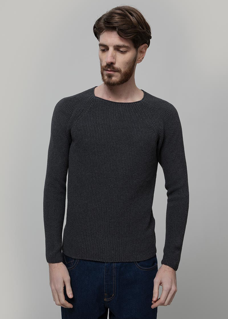 Maglia Uomo Cotone Rigenerato Francesco Grigio Nero