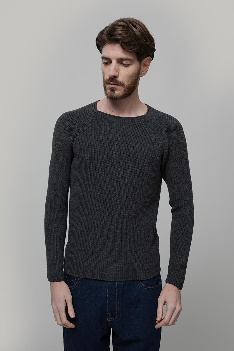 Maglia Uomo Cotone Rigenerato Francesco Grigio Nero