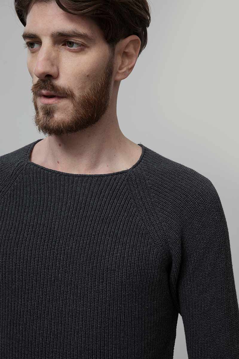 Maglia Uomo Cotone Rigenerato Francesco Grigio Nero