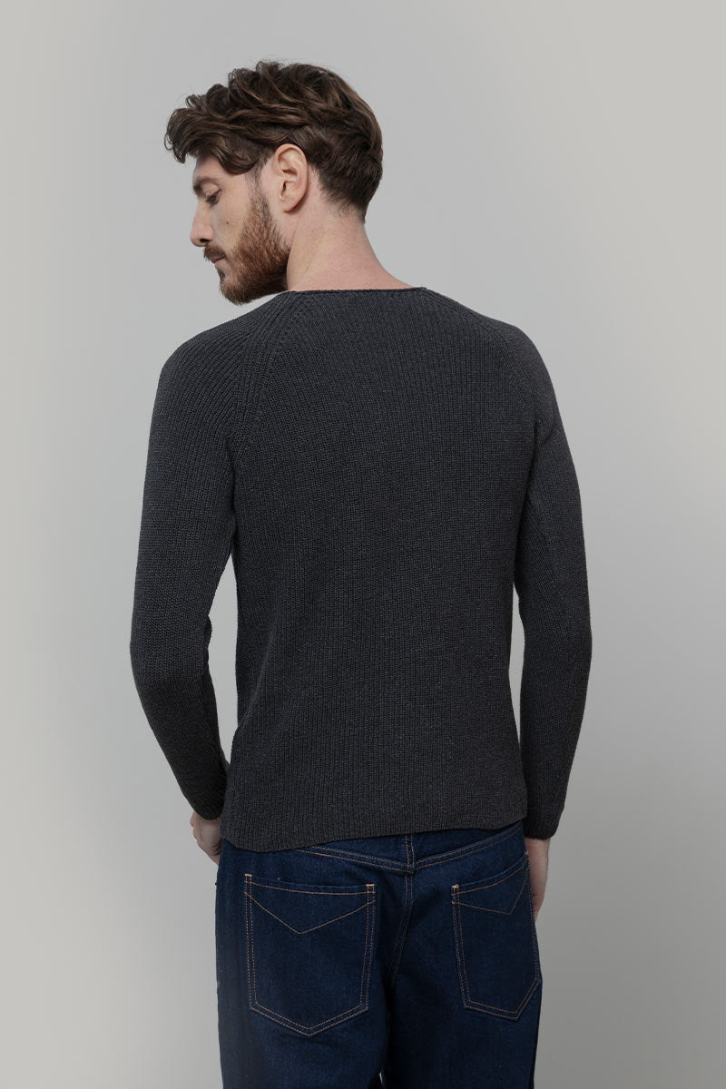Maglia Uomo Cotone Rigenerato Francesco Grigio Nero