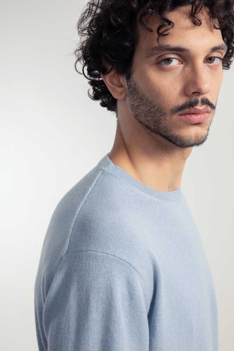 Azzurro Nuvola | Maglia Uomo Light Cashmere Rigenerato Alessio