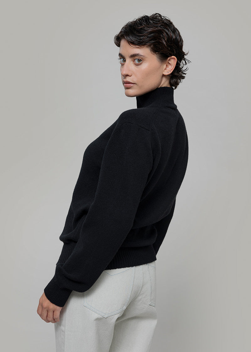 Nero Ardesia | Maglia collo alto cashmere rigenerato - Rifò Lab Moda circolare made in Italy