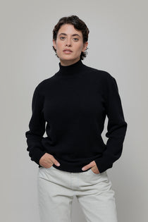 Nero Ardesia | Maglia collo alto cashmere rigenerato - Rifò Lab Moda circolare made in Italy