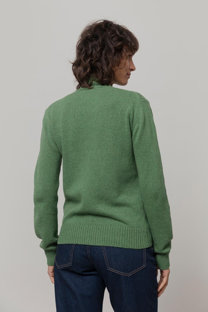 Maglia Donna Cashmere Rigenerato Ada Verde Bietola - Rifò moda circolare made in Italy