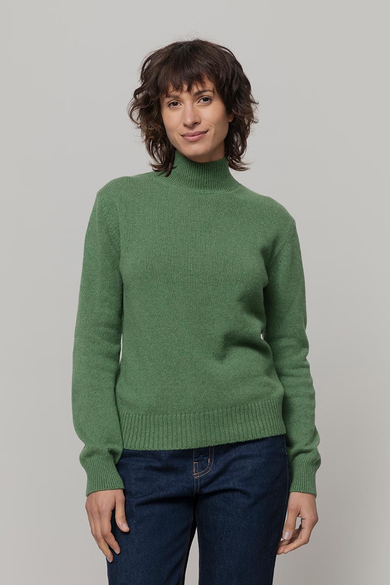 Maglia Donna Cashmere Rigenerato Ada Verde Bietola - Rifò moda circolare made in Italy