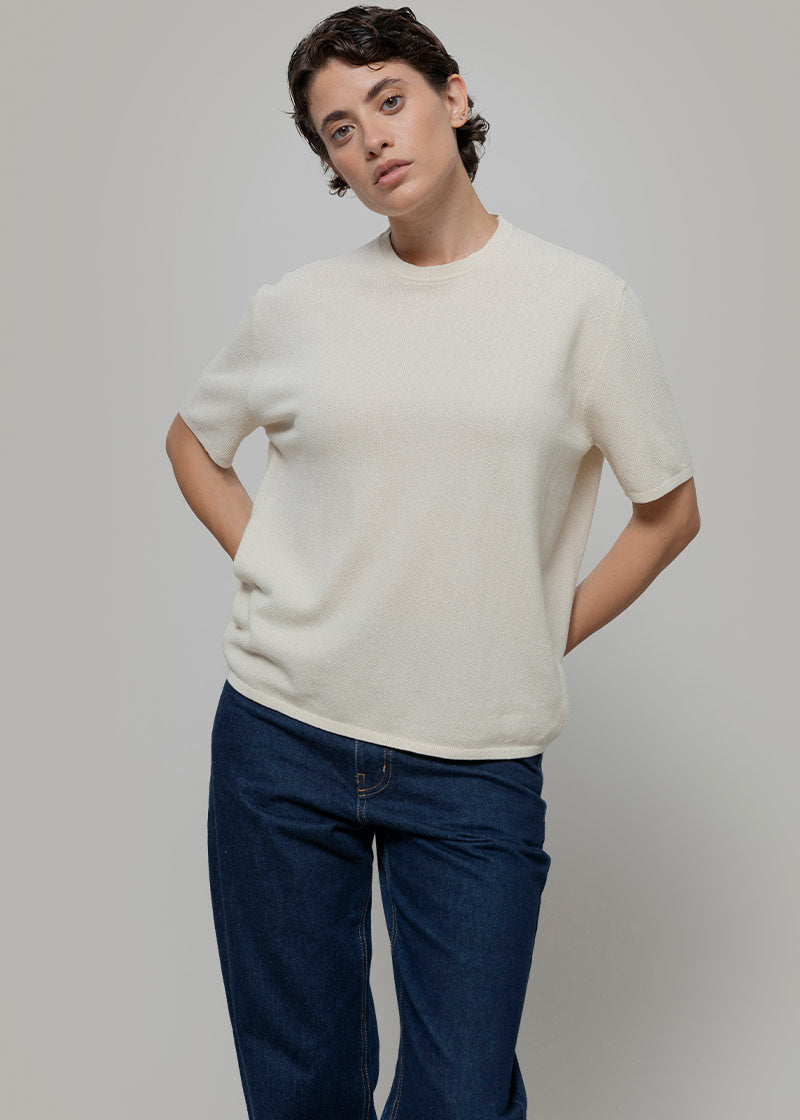 T-Shirt Donna Cotone Rigenerato Carlotta Bianco - Rifò Lab Moda circolare made in Italy