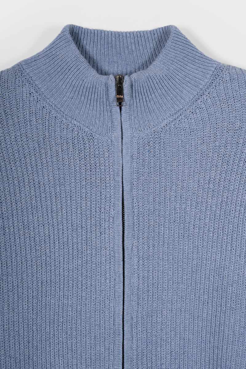 EDEN PARK Cardigan en maille zippé bicolore bleu marine - H22MAICA0005 EDEN PARK Cardigan en maille zippé bicolore bleu marine - H22MAICA0005
