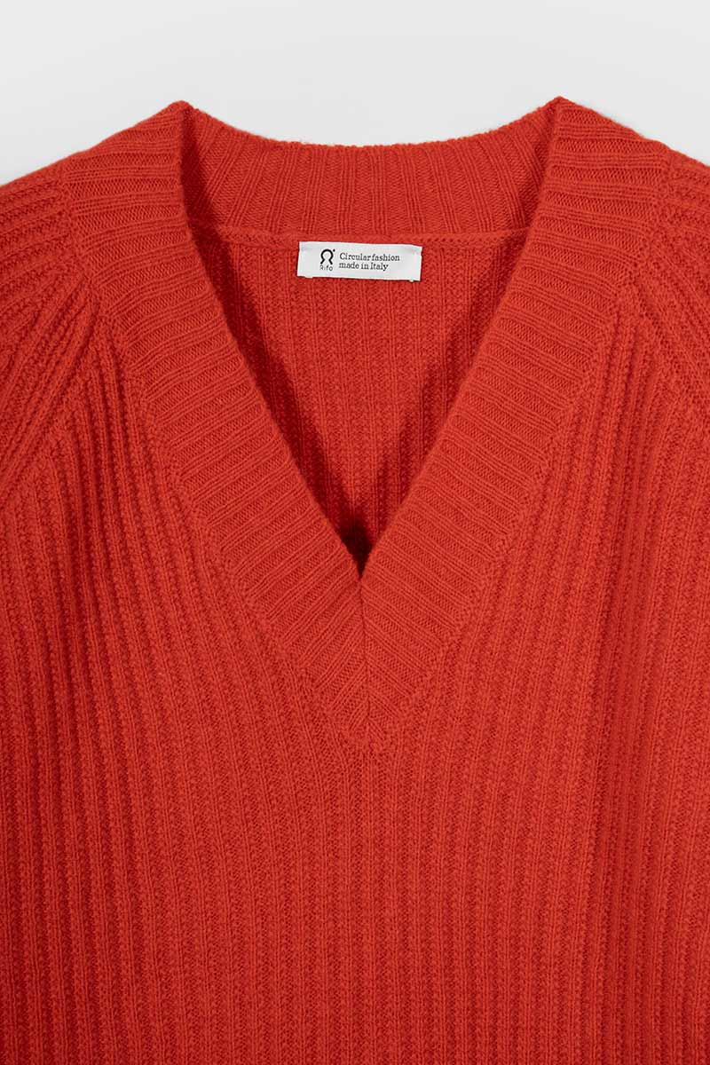 Maglia Scollo a V Donna Lana Manon - Rifò Lab Moda circolare made in Italy