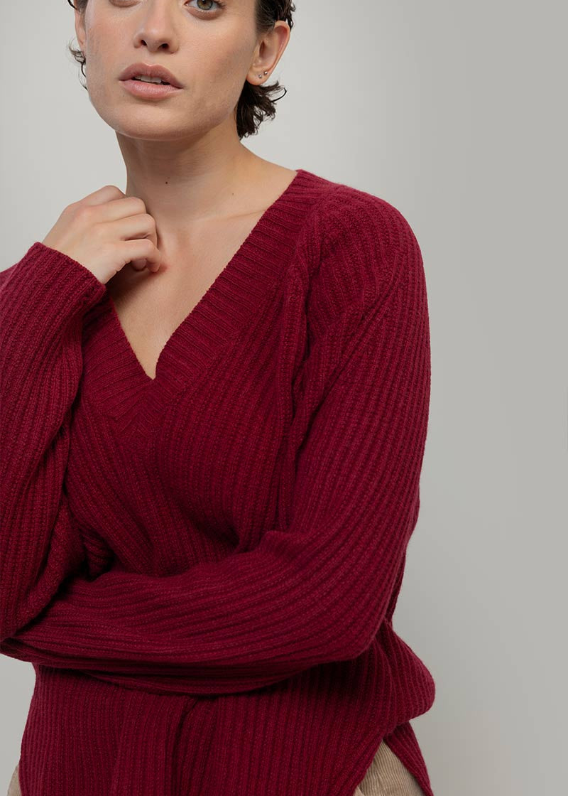 Maglia Scollo a V Donna Lana Manon - Rifò Lab Moda circolare made in Italy