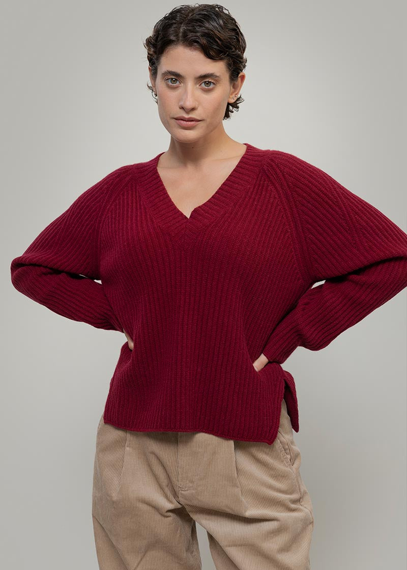 Maglia Scollo a V Donna Lana Manon - Rifò Lab Moda circolare made in Italy