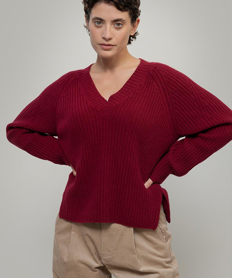 Maglia Scollo a V Donna Lana Manon - Rifò Lab Moda circolare made in Italy
