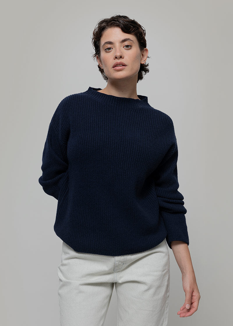 Maglia Donna Cashmere Rigenerato Melissa Blu - Rifò Lab Moda circolare made in Italy
