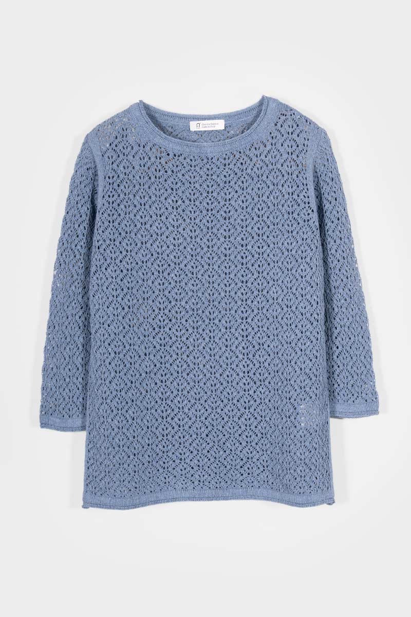 Maglia Traforata Donna Maglia Cotone Crochet Carmen - Rifò Lab Moda circolare made in Italy