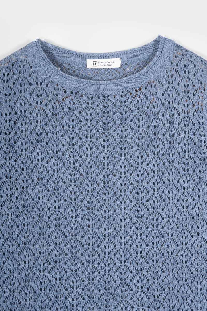 Maglia Traforata Donna Maglia Cotone Crochet Carmen - Rifò Lab Moda circolare made in Italy