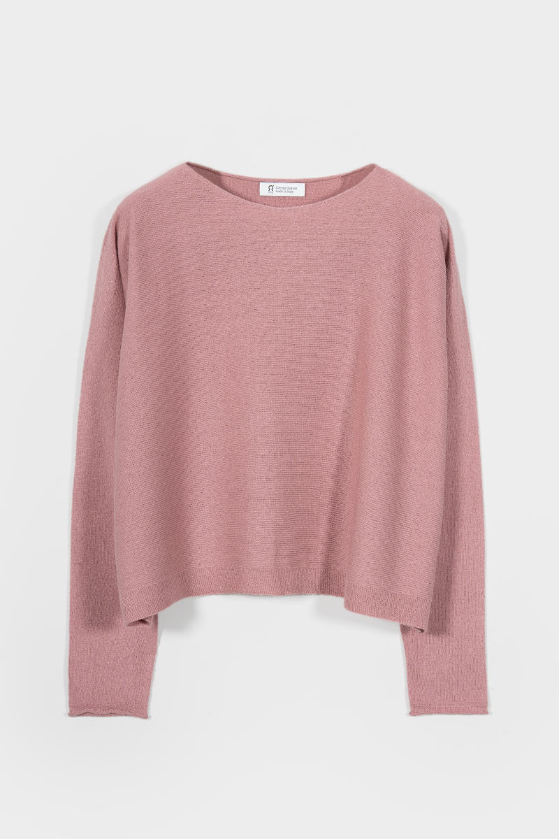 Pull col bateau manches 3/4, toucher doux, rose fuchsia Pull col bateau manches 3/4, toucher doux, rose fuchsia