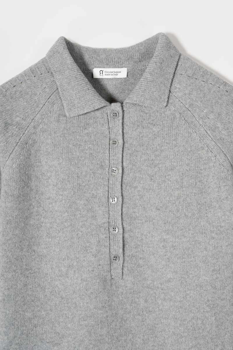 Maglione Polo Donna Lana con Bottoni Demetra - Rifò Lab Moda circolare made in Italy