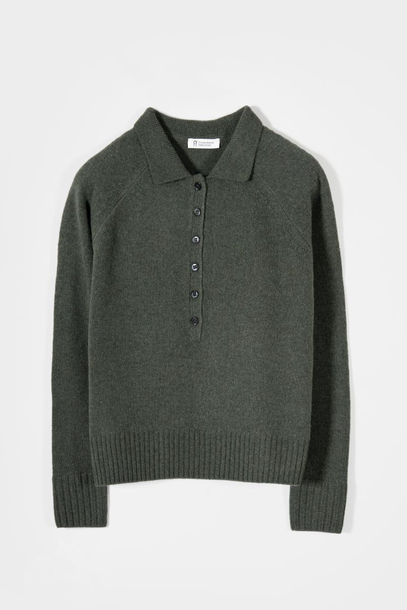 Maglione Polo Donna Lana con Bottoni Demetra - Rifò Lab Moda circolare made in Italy