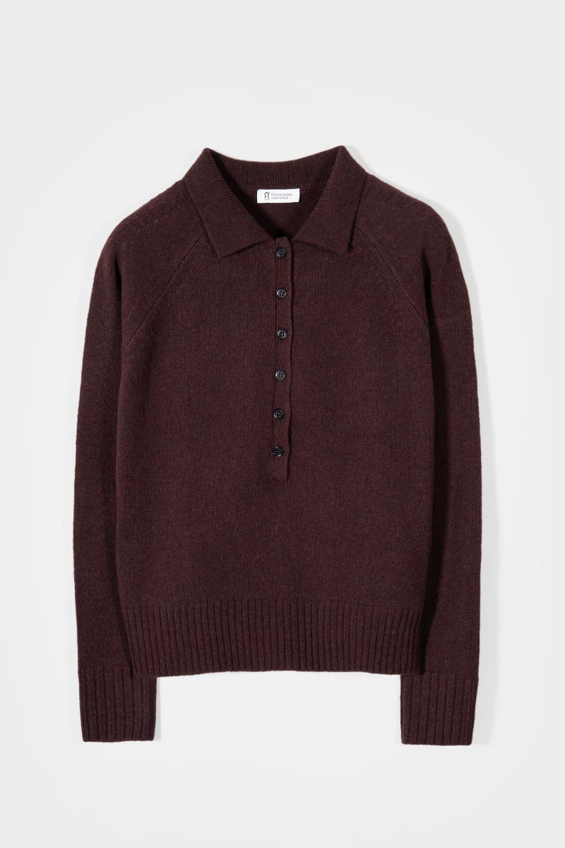 Maglione Polo Donna Lana con Bottoni Demetra - Rifò Lab Moda circolare made in Italy