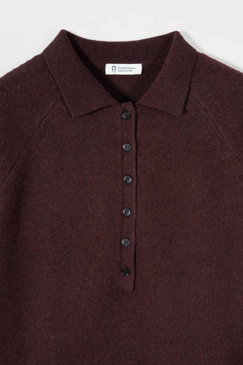Maglione Polo Donna Lana con Bottoni Demetra - Rifò Lab Moda circolare made in Italy