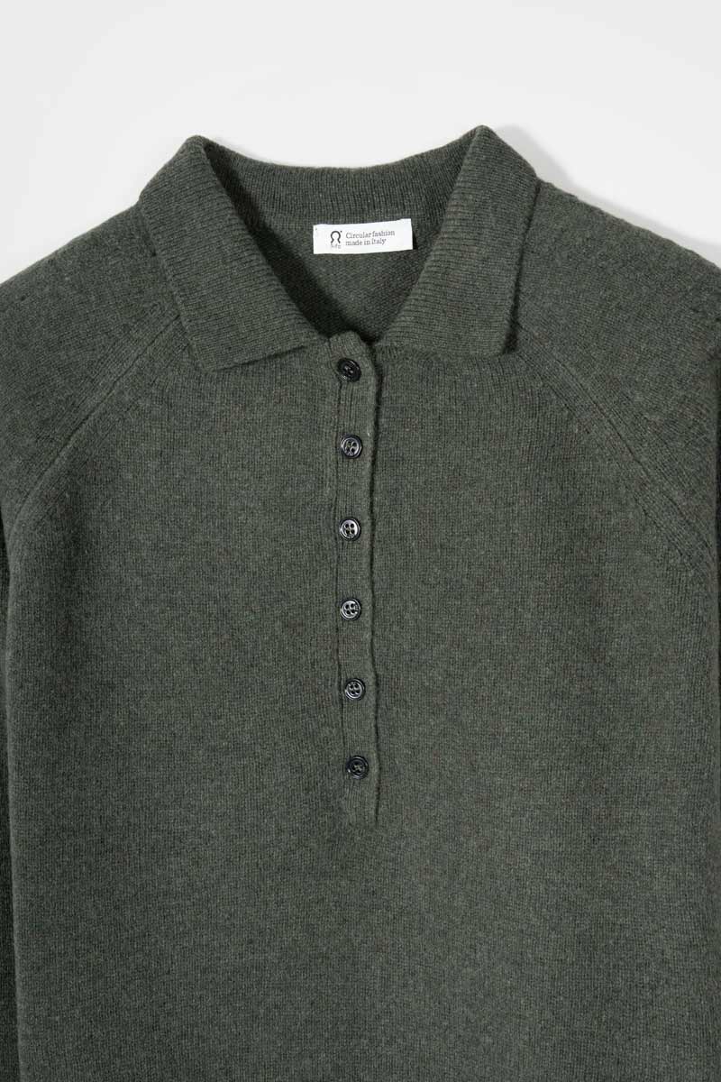 Maglione Polo Donna Lana con Bottoni Demetra - Rifò Lab Moda circolare made in Italy