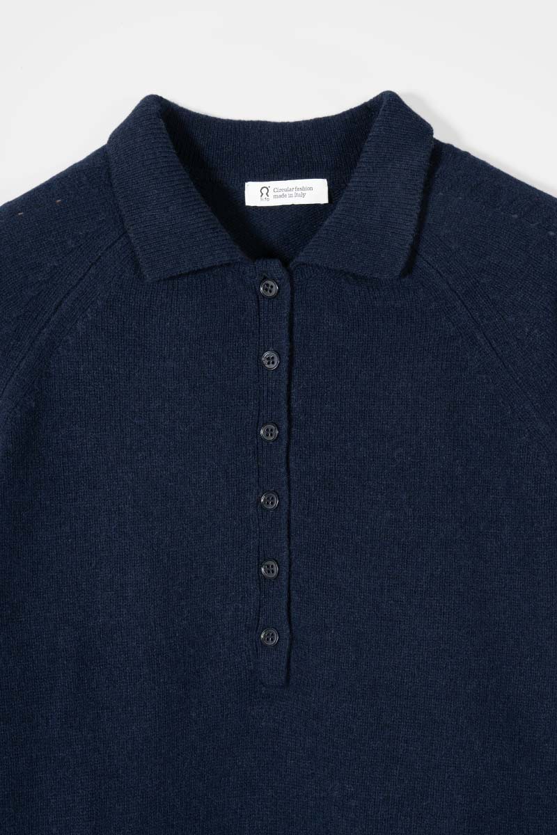 Maglione Polo Donna Lana con Bottoni Demetra - Rifò Lab Moda circolare made in Italy
