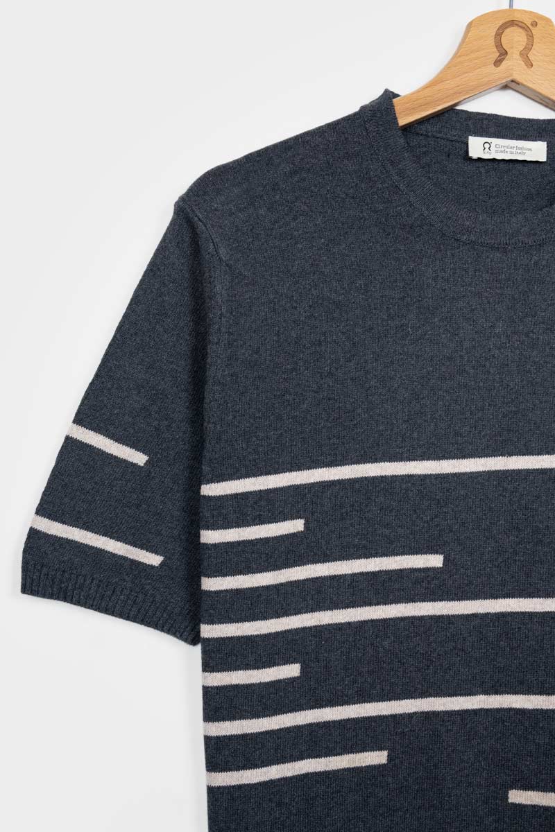 Grigio Antracite | Maglia Righe Uomo Cotone Rigenerato Adone