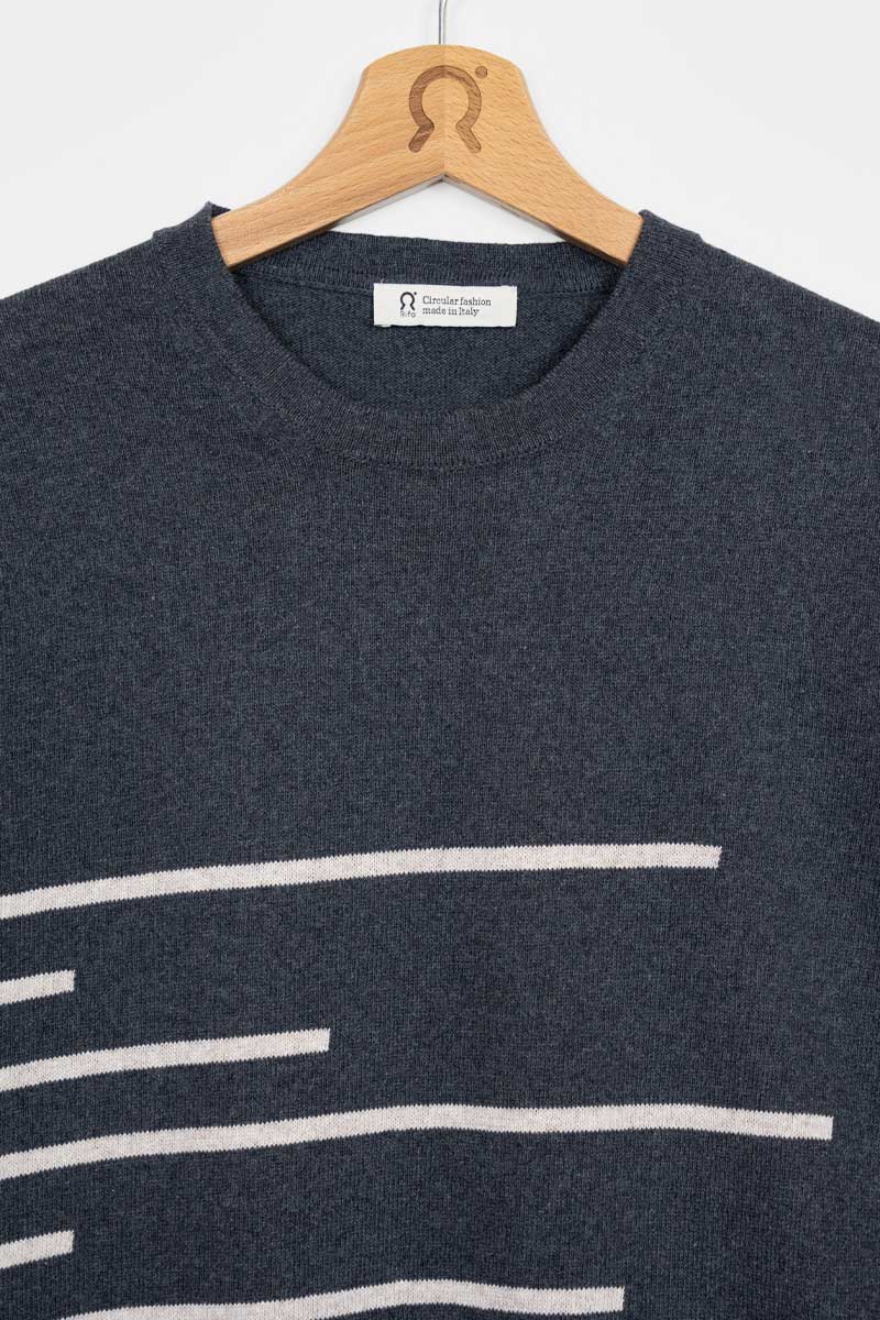 Grigio Antracite | Maglia Righe Uomo Cotone Rigenerato Adone