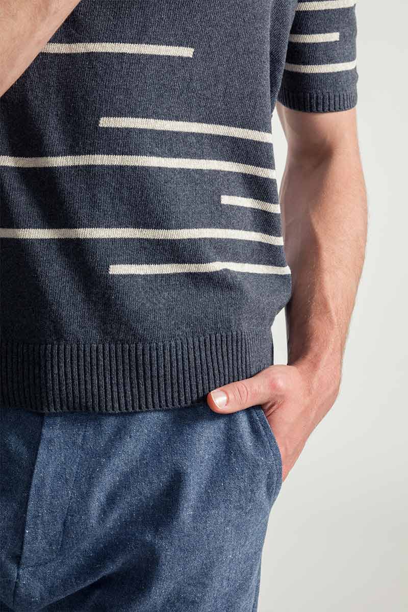 Grigio Antracite | Maglia Righe Uomo Cotone Rigenerato Adone