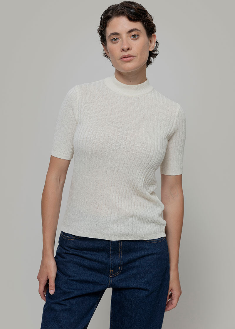 Bianco Grezzo | Maglia lupetto seta rigenerata - Rifò Lab Moda circolare made in Italy