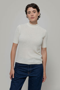 Bianco Grezzo | Maglia lupetto seta rigenerata - Rifò Lab Moda circolare made in Italy