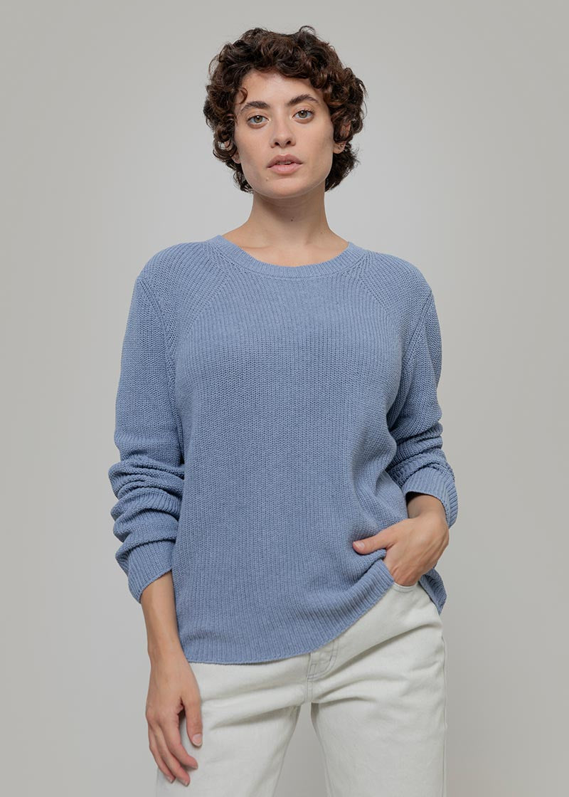 Maglia Donna Cotone Rigenerato Fanny Blu Indigo - Rifò Lab Moda circolare made in Italy