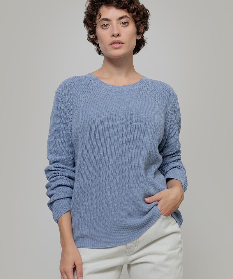 Maglia Donna Cotone Rigenerato Fanny Blu Indigo - Rifò Lab Moda circolare made in Italy