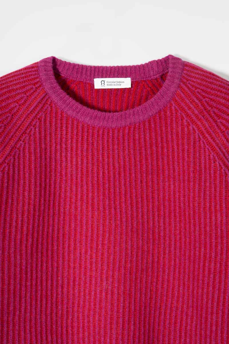Maglione Cashmere Donna Cropped Emilia  - Rifò Lab Moda circolare made in Italy
Rosa-Rosso