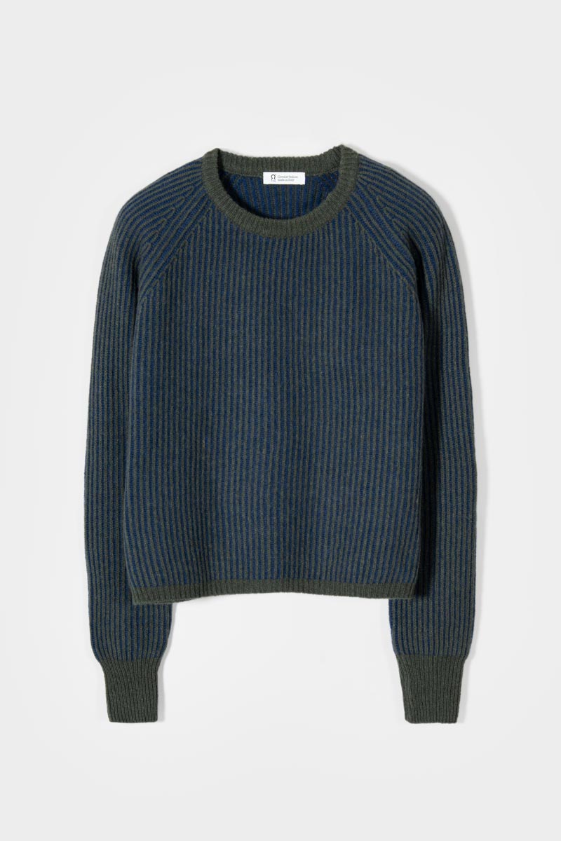 Maglione Cashmere Donna Cropped Emilia  - Rifò Lab Moda circolare made in Italy
Blu Verde