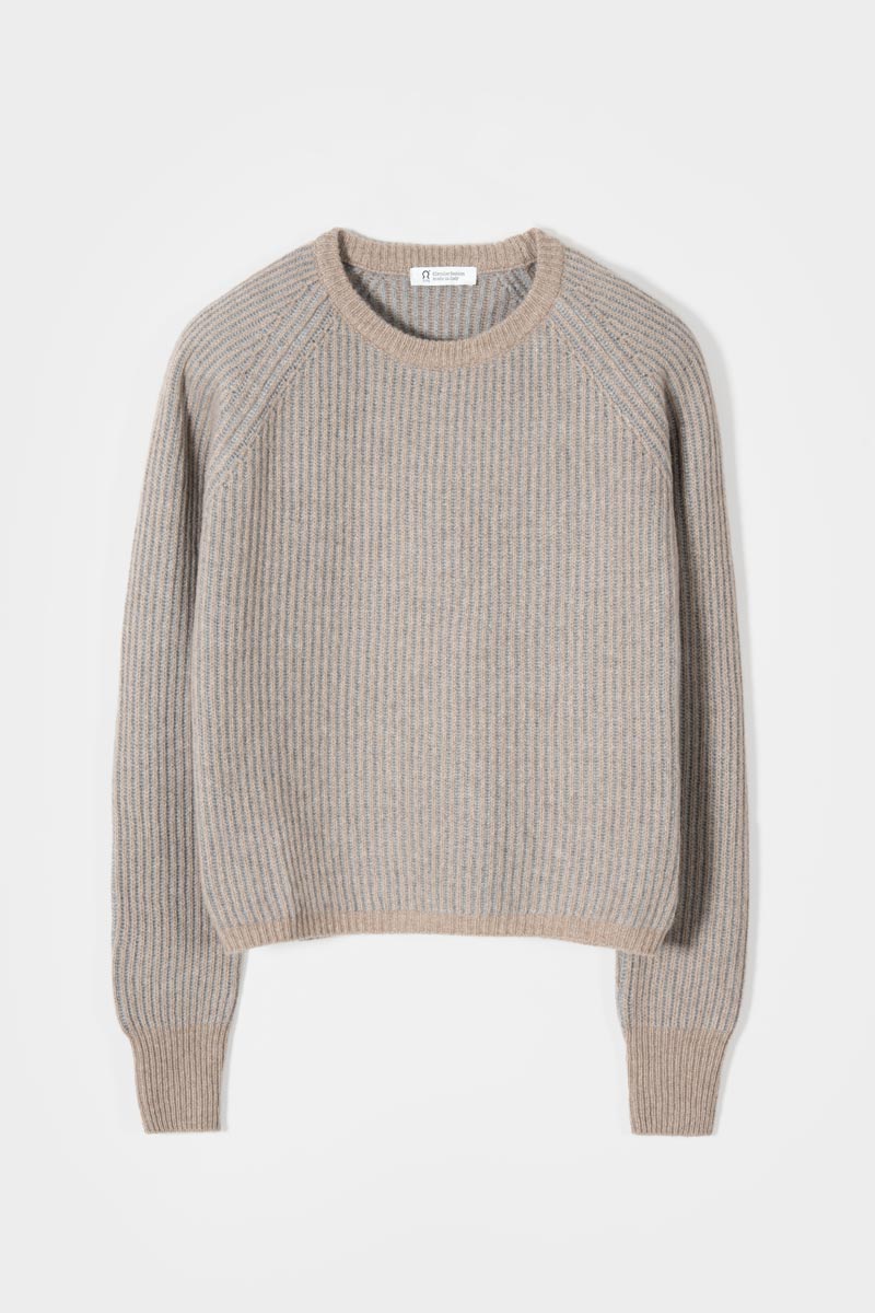 Maglione Cashmere Donna Cropped Emilia  - Rifò Lab Moda circolare made in Italy
Beige-Grigio