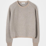 Maglione Cashmere Donna Cropped Emilia  - Rifò Lab Moda circolare made in Italy
Beige-Grigio