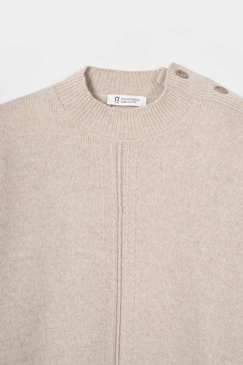Maglia Collo Lupetto Donna Cashmere Rigenerato Barbara- Rifò Lab Moda circolare made in Italy 

