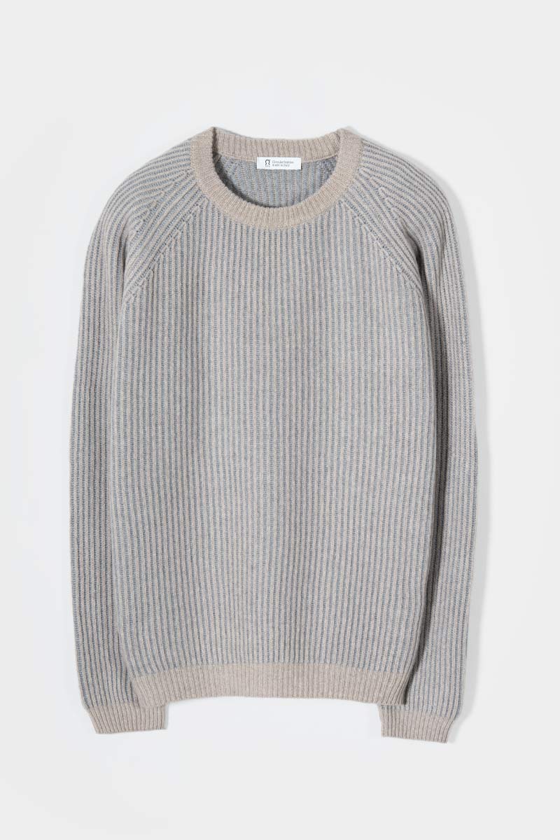Maglione Cashmere Uomo Invernale Girocollo Amedeo - Rifò Lab Moda circolare made in Italy
Bicolor Beige Grigio