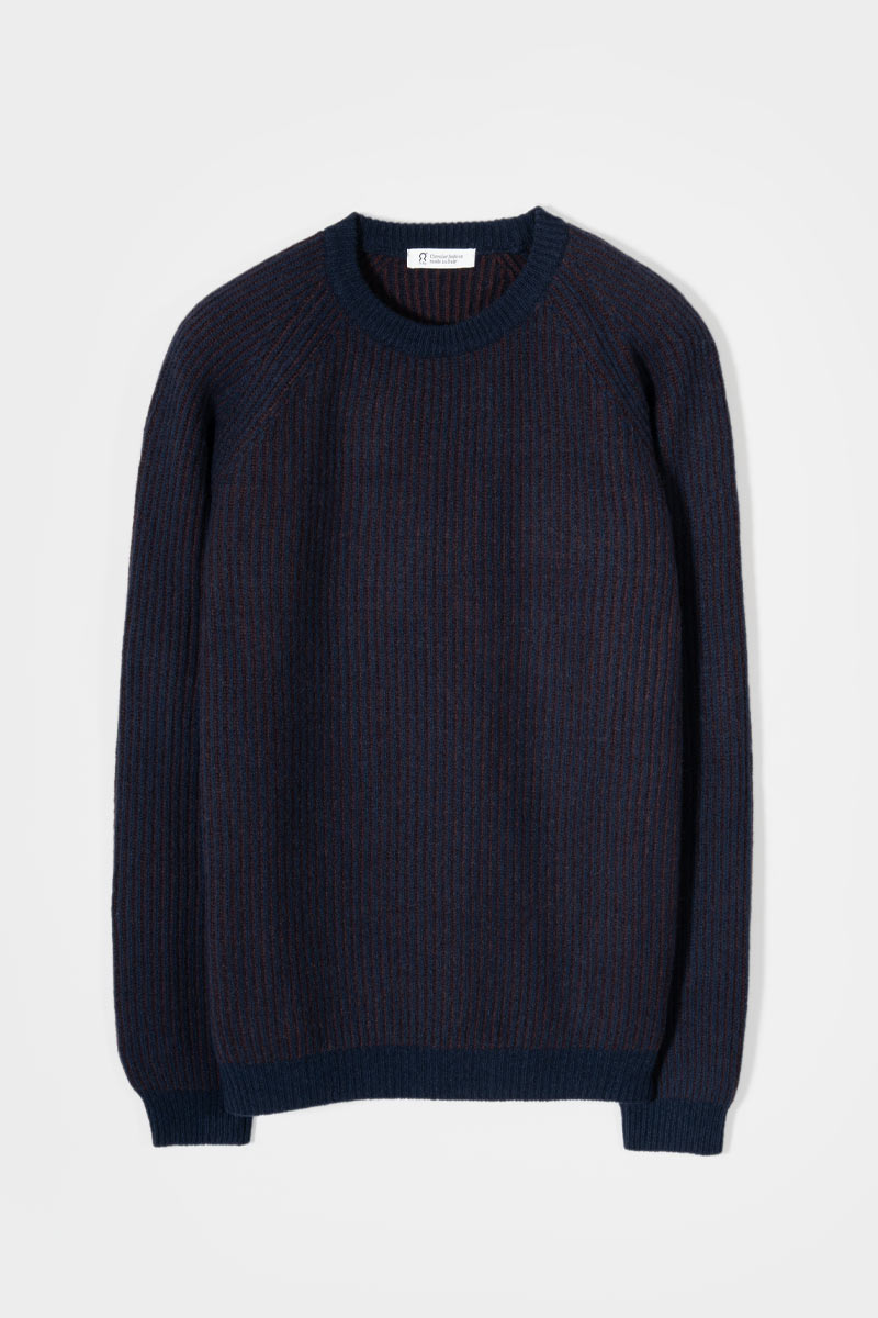 Maglione Cashmere Uomo Invernale Girocollo Amedeo - Rifò Lab Moda circolare made in Italy
Bicolor Blu Marrone 