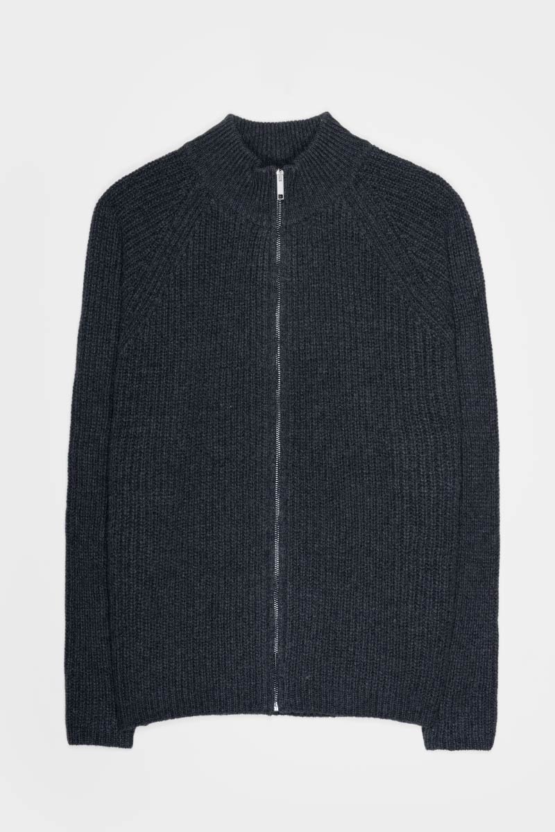 Cardigan Uomo Cashmere Rigenerato Ippolito Grigio Carbone