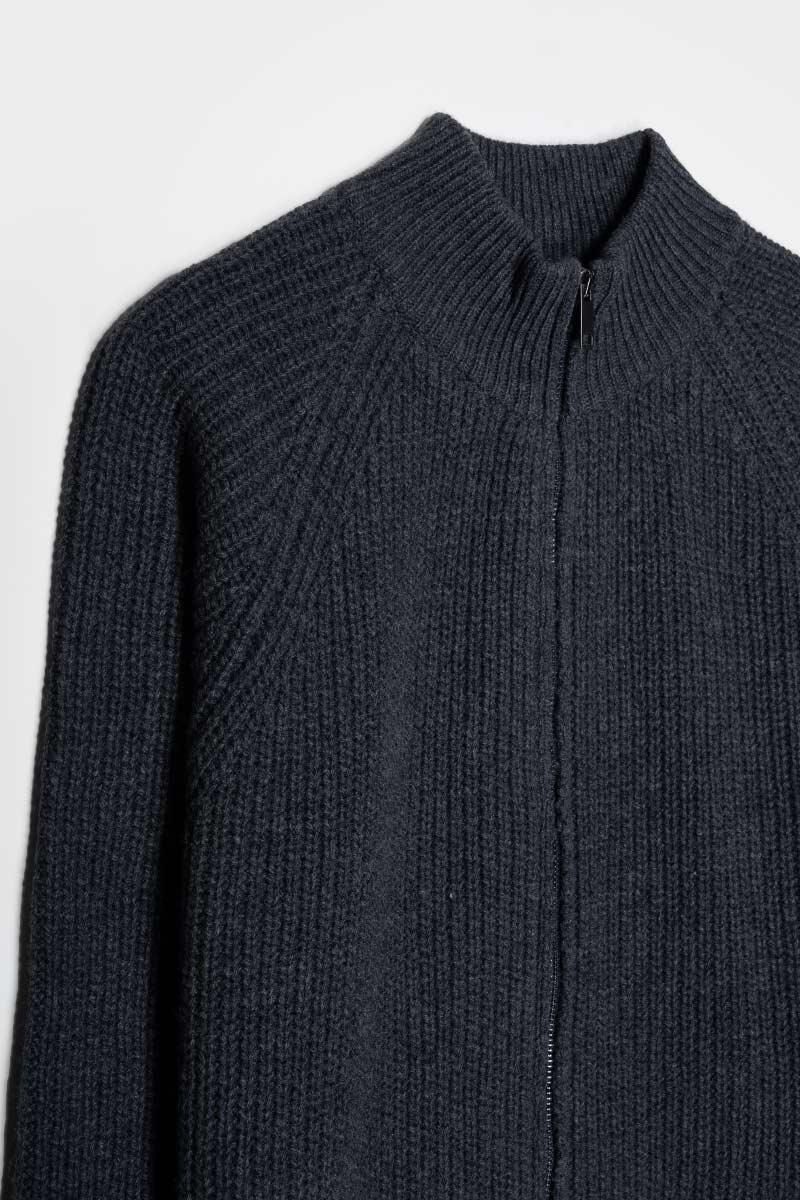 Cardigan Uomo Cashmere Rigenerato Ippolito Grigio Carbone