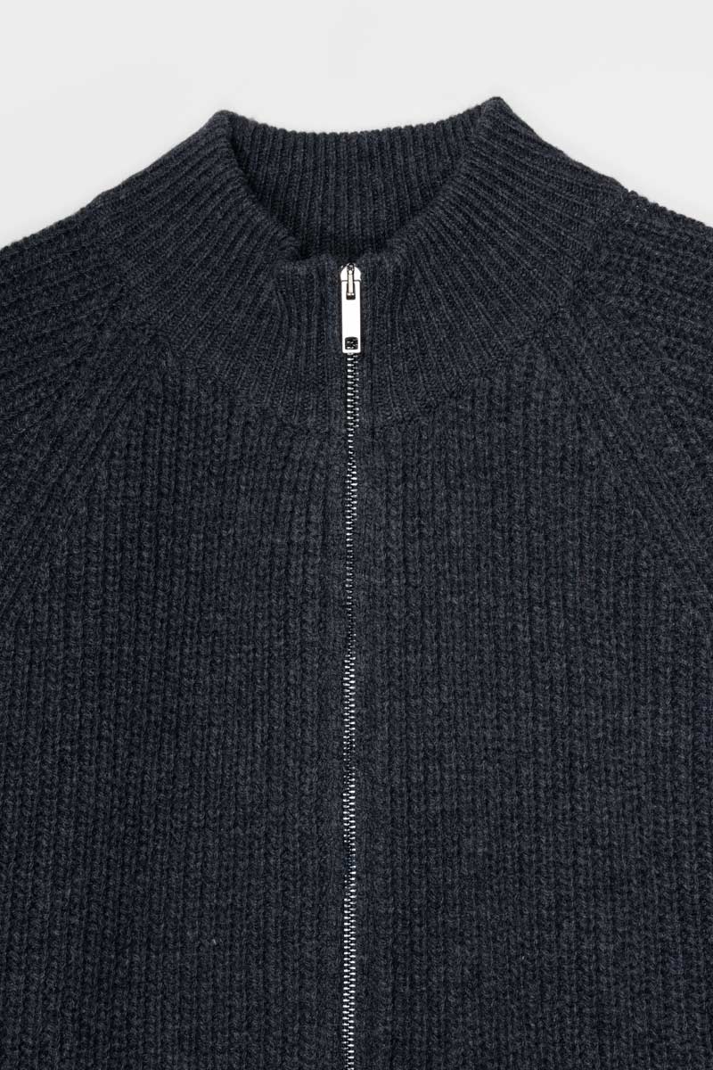 Cardigan Uomo Cashmere Rigenerato Ippolito Grigio Carbone