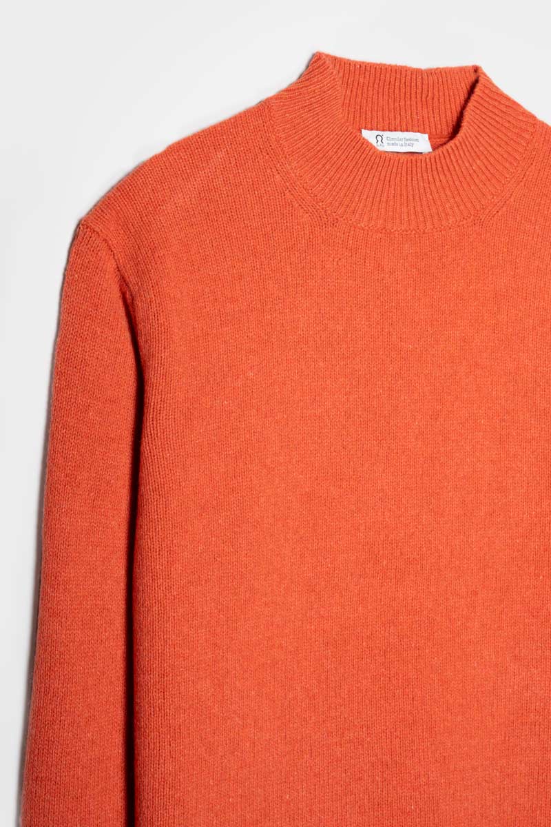 Maglia Collo Alto Uomo Cashmere Rigenerato Clemente Arancio