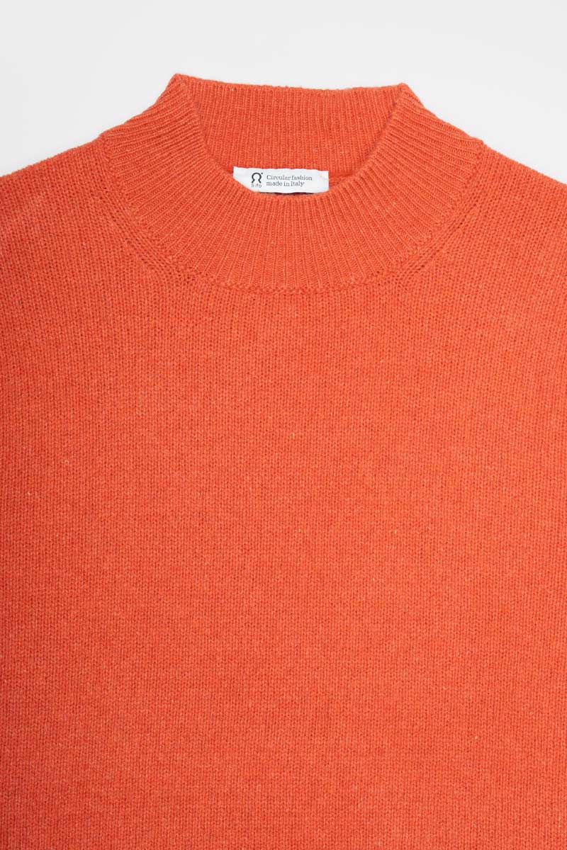 Maglia Collo Alto Uomo Cashmere Rigenerato Clemente Arancio