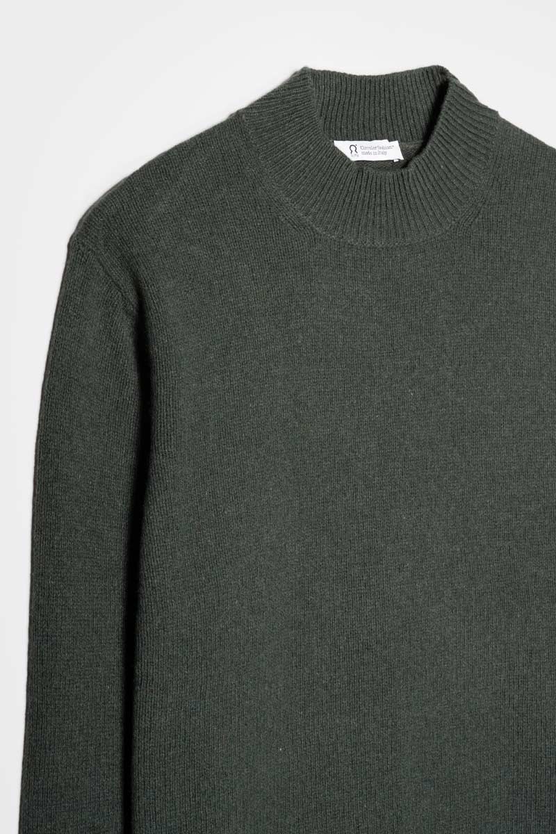 Maglia Collo Alto Uomo Cashmere Rigenerato Clemente Verde