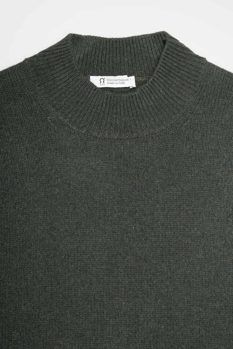 Maglia Collo Alto Uomo Cashmere Rigenerato Clemente Verde