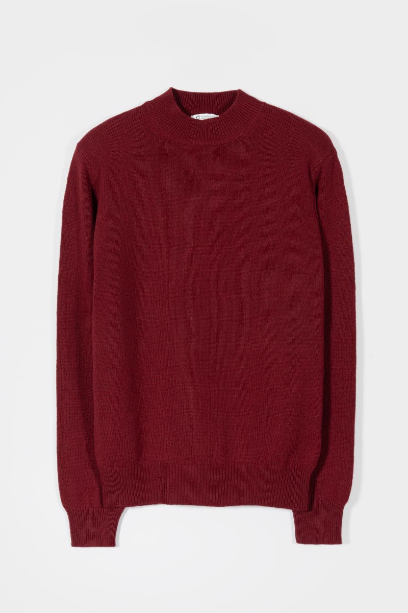 Maglia Collo Alto Uomo Cashmere Rigenerato Clemente Rosso - Rifò Lab Moda circolare made in Italy