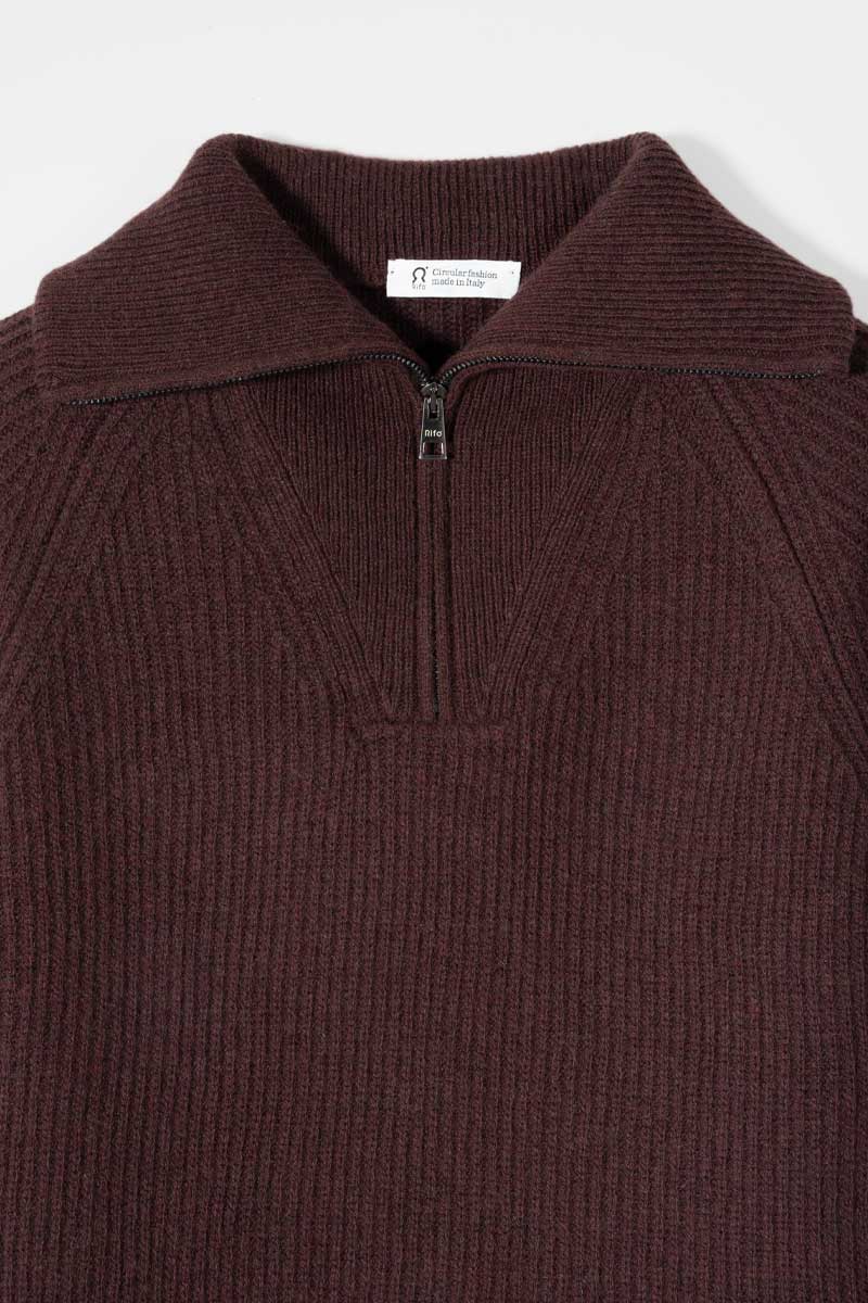 Maglia Zip Donna Lana Rigenerata Annalisa - Rifò Lab Moda circolare made in Italy 