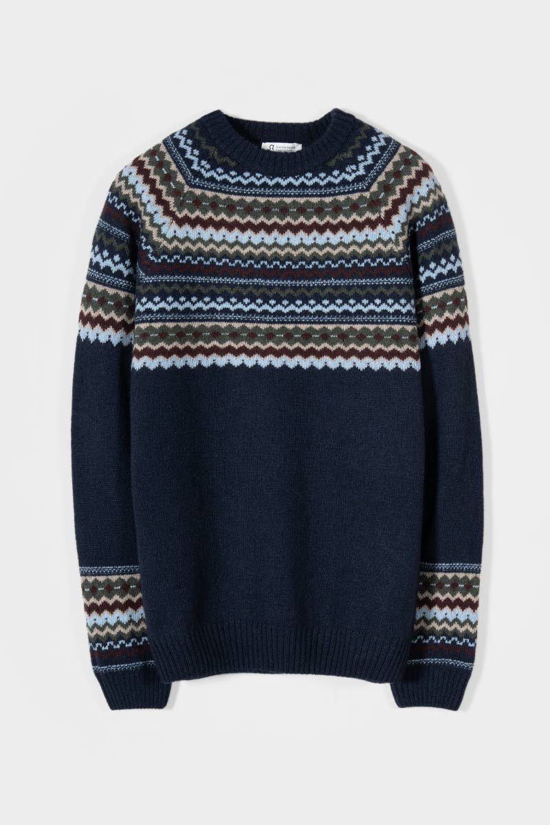 Maglione Uomo Lana Riciclata Stile Norvegese Fantasia Jacquard Armando  - Rifò Lab Moda circolare made in Italy